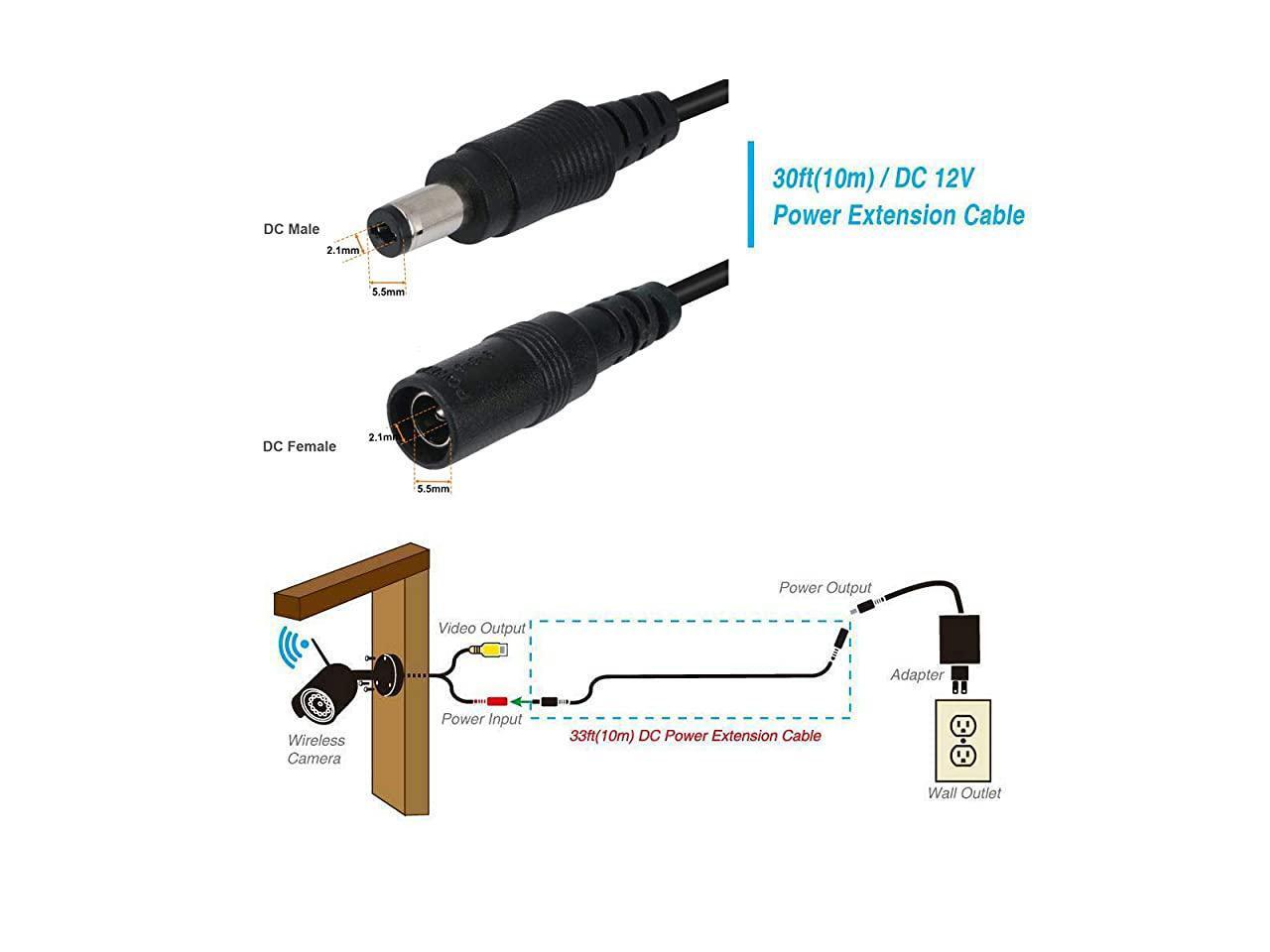 CCTV 15m 21x55mm Dc 12v Power Extension Cable for CCTV Security Cameras