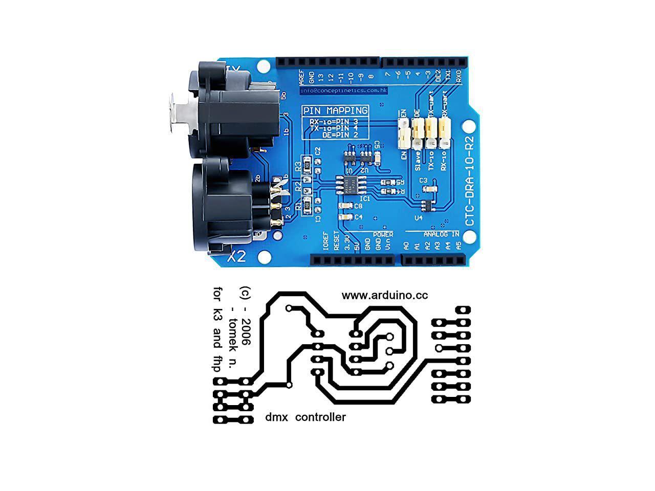 DMX Shield MAX485 Chipset Compatible with Arduino Motherboard (RDM