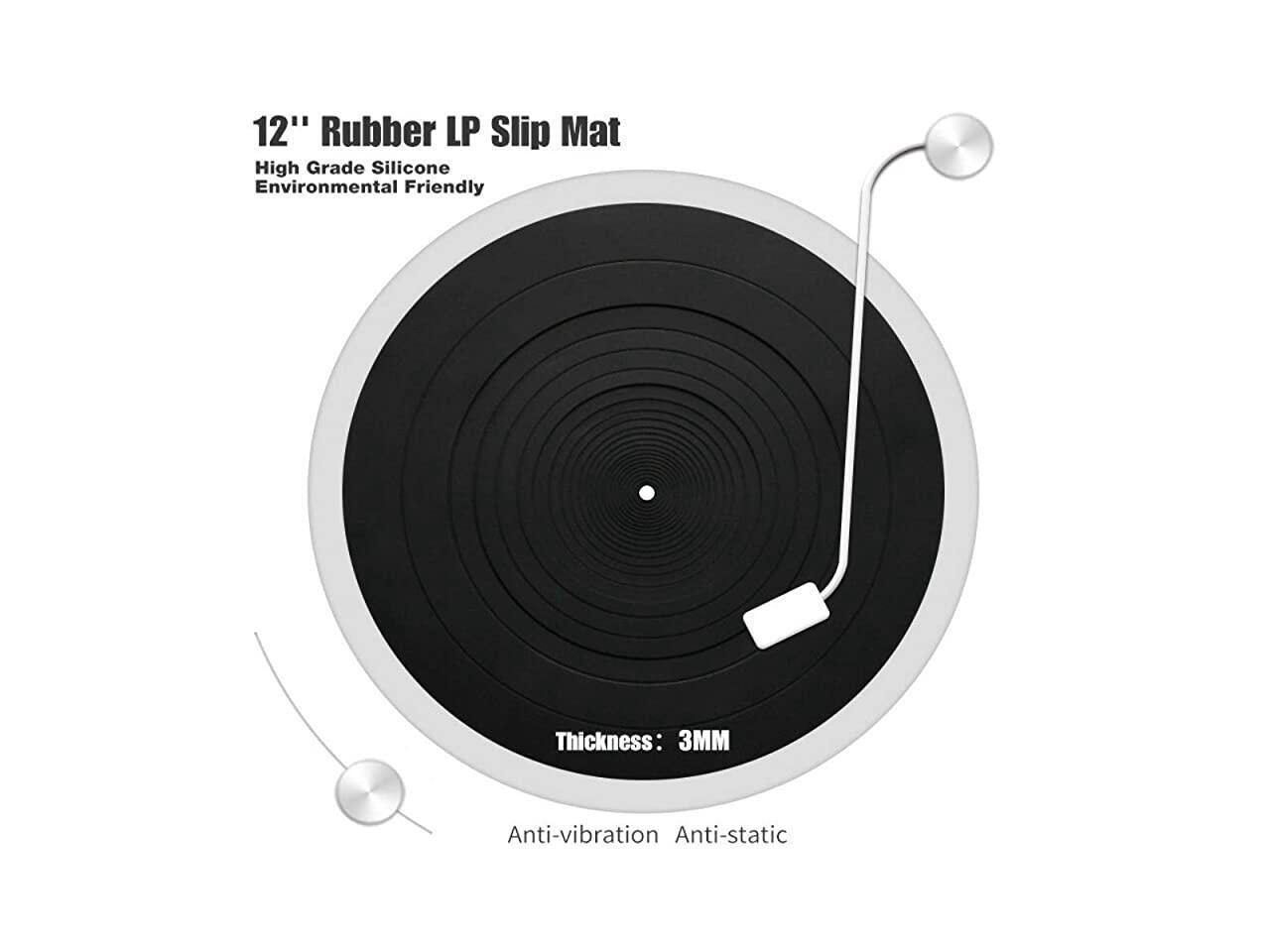 Turntable Mat Rubber 12 inch Silicone Turntable Slipmat for Universal
