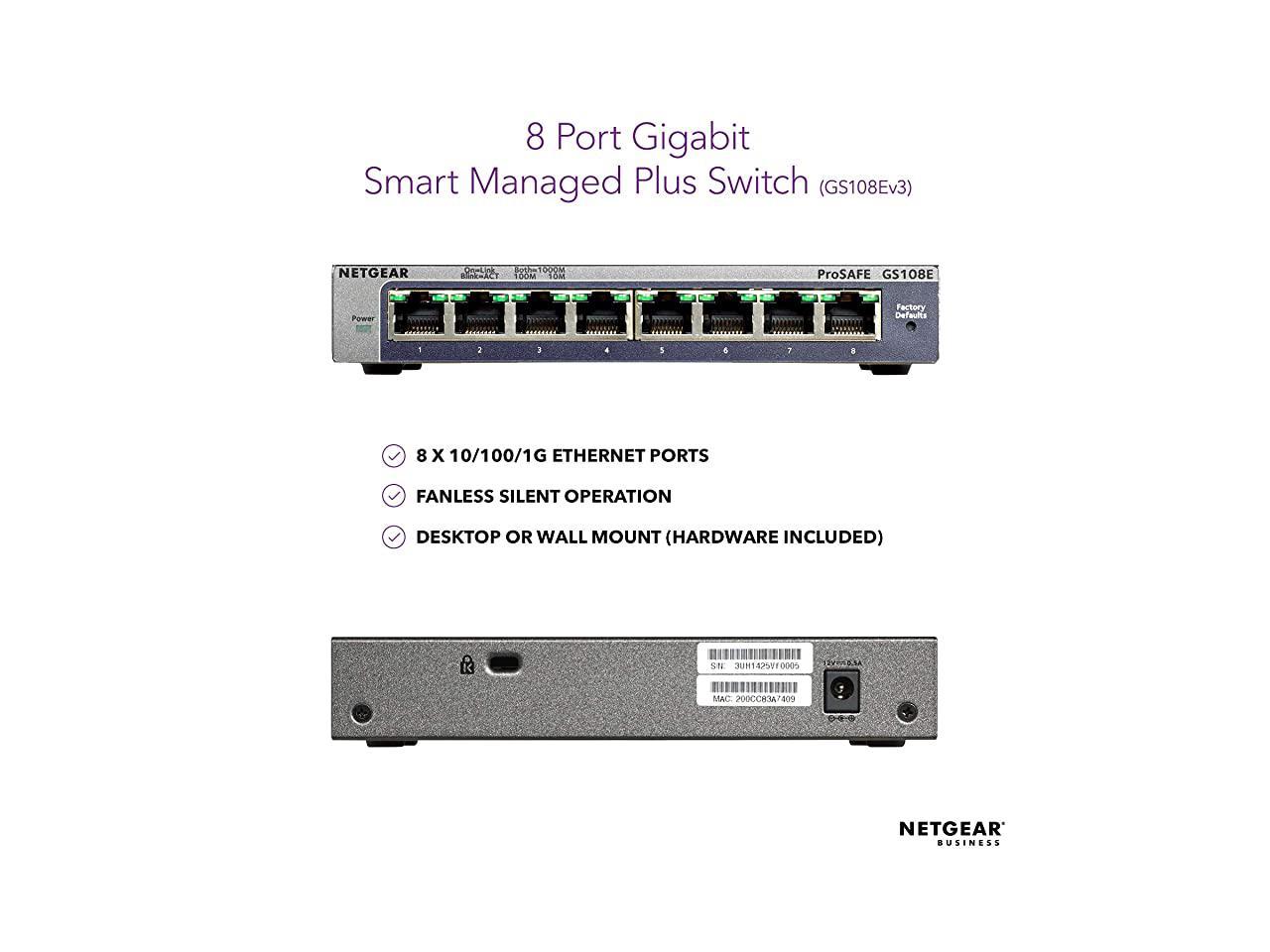 8Port Gigabit Smart Managed Plus Switch GS108Ev3 Desktop and