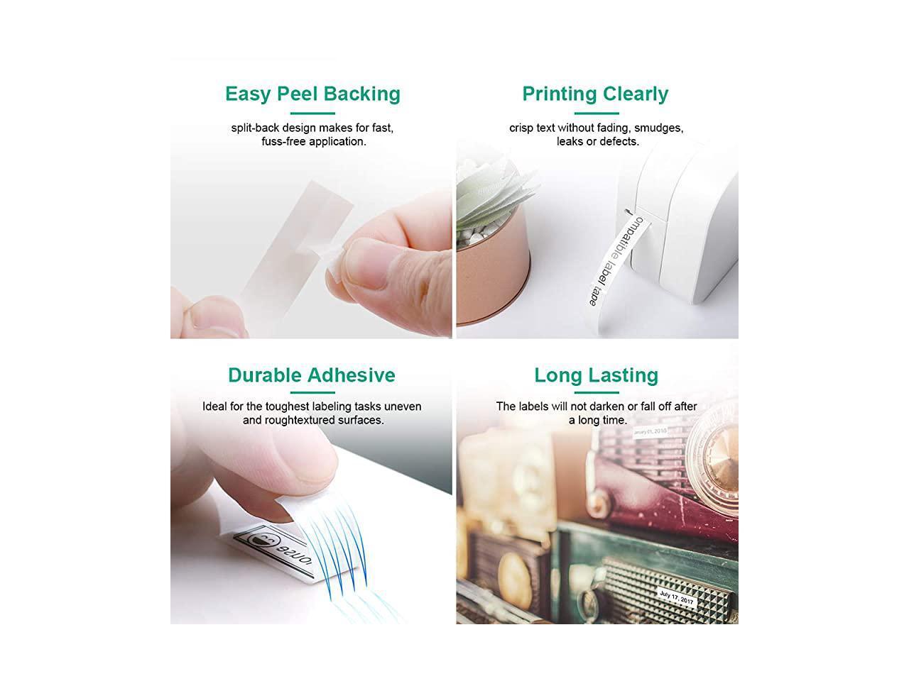 Compatible Label Tape Replacement for Brother P Touch Label Maker Tape TZe 12mm 047 Inch