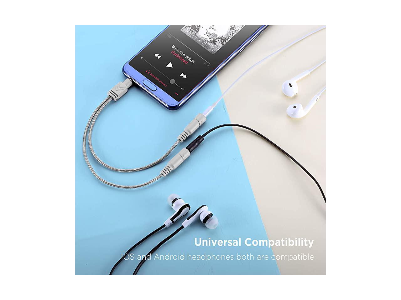 Headphone Splitter DUKABEL Joy Series AUX Splitter Cable for Headset Knitted 3.5mm Splitter 2-Way Audio Splitter Stereo Audio Y Cable Produces Equal Audio Output for Headphones Earphones Speakers