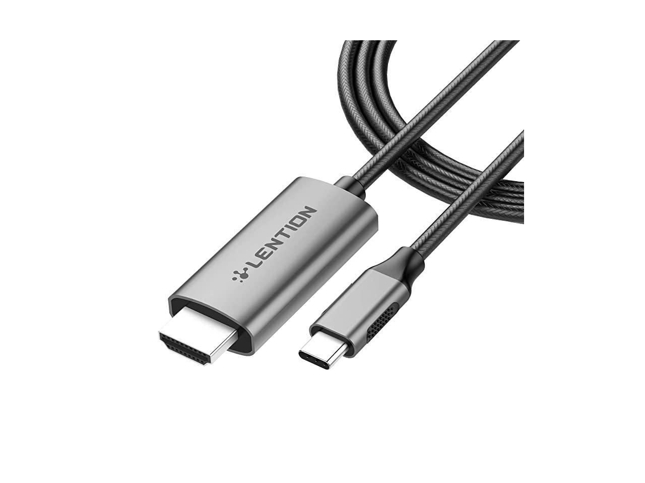 Compatible with iPad Pro,MacBook Pro 2018 iMac,ChromeBook Pixel,Galaxy S8/S9/Note9 Surface Book Thunderbolt 3 Compatible USB C to HDMI Cable Adapter,QGeeM 6ft Braided 4K@60Hz Cable Adapter
