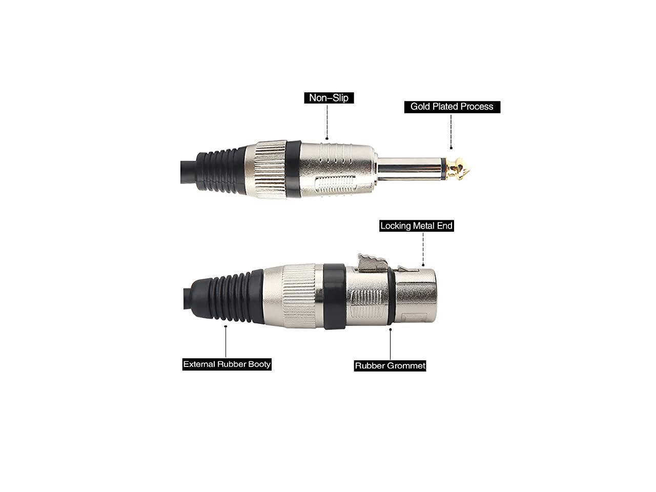 Female XLR to 14 635mm TS Mono Jack Unbalanced Microphone Cable Mic