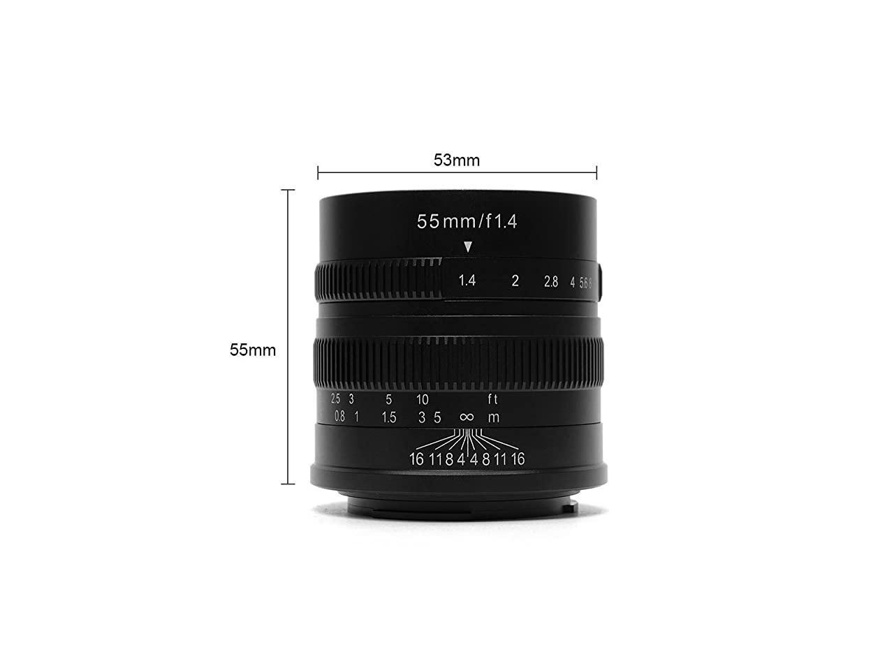 55mm/F1.4 APS-C Manual Fixed Lens for Sony E-Mount Cameras Like Sony NEX-6R  NEX-7 A3000 A5000 A5100 A6000 A6300 A6500 (Silver)