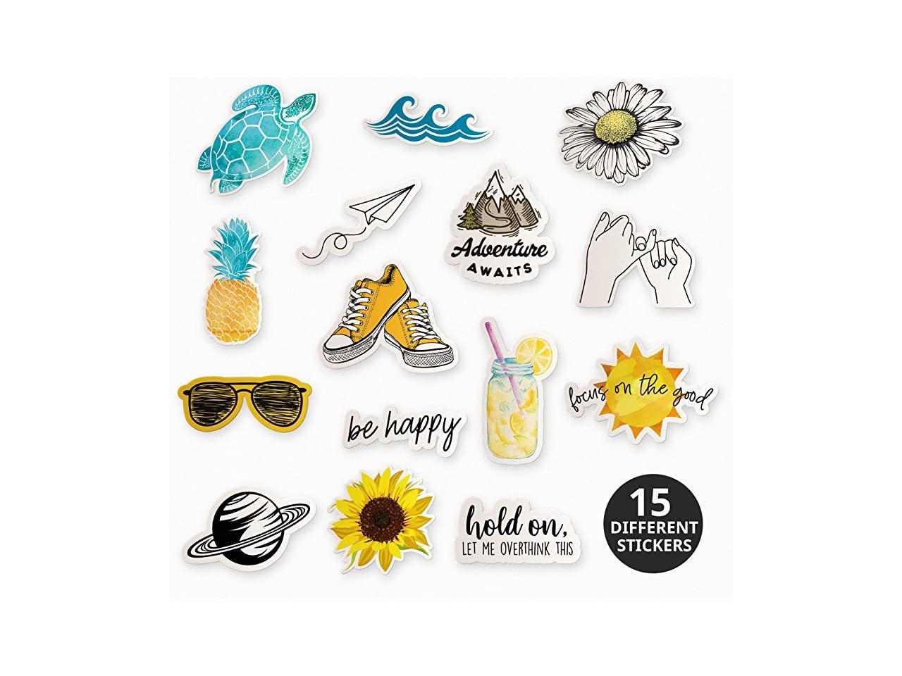 amp Trendy Aesthetic Laptop Sticker Pack | 15Pack Yellow ...