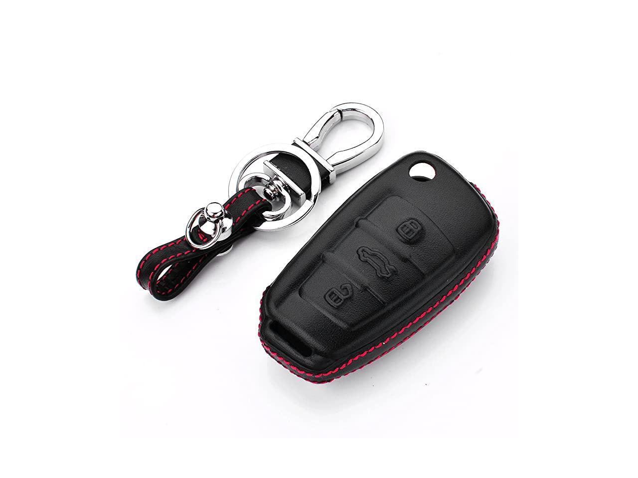 For Audi Red TPU Soft Shell Car Flip Key Case Chain Cover A1 A3 S3 Q3 Q7 TT 