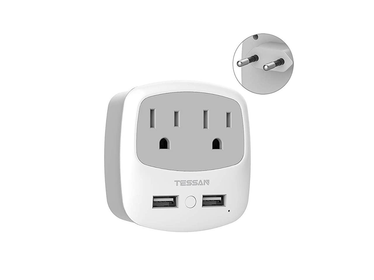 2X New Detachable European Type Electrical Power Socket Plug Outlets Adapter 