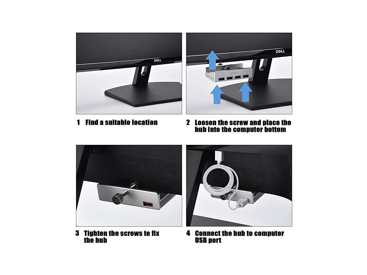 USB Hub 30 4 Port Aluminum USB 30 Hub Clamp Design for Desktop Computer