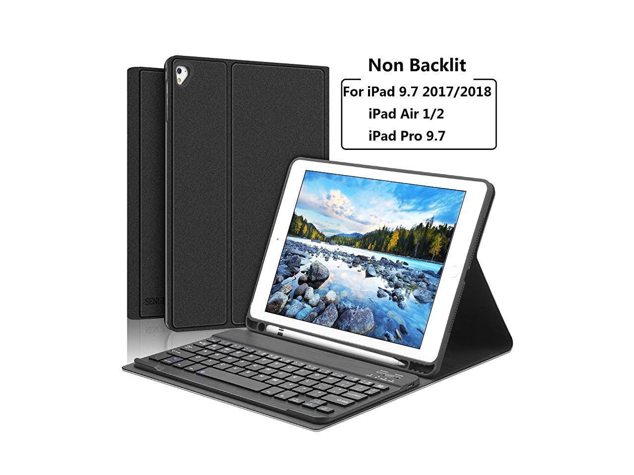 Keyboard Cover fit 9.7 inch iPad 2018/2017 and iPad Air1 Only with Multi-Angle Stand,Black Inateck Backlit iPad Bluetooth Keyboard Case