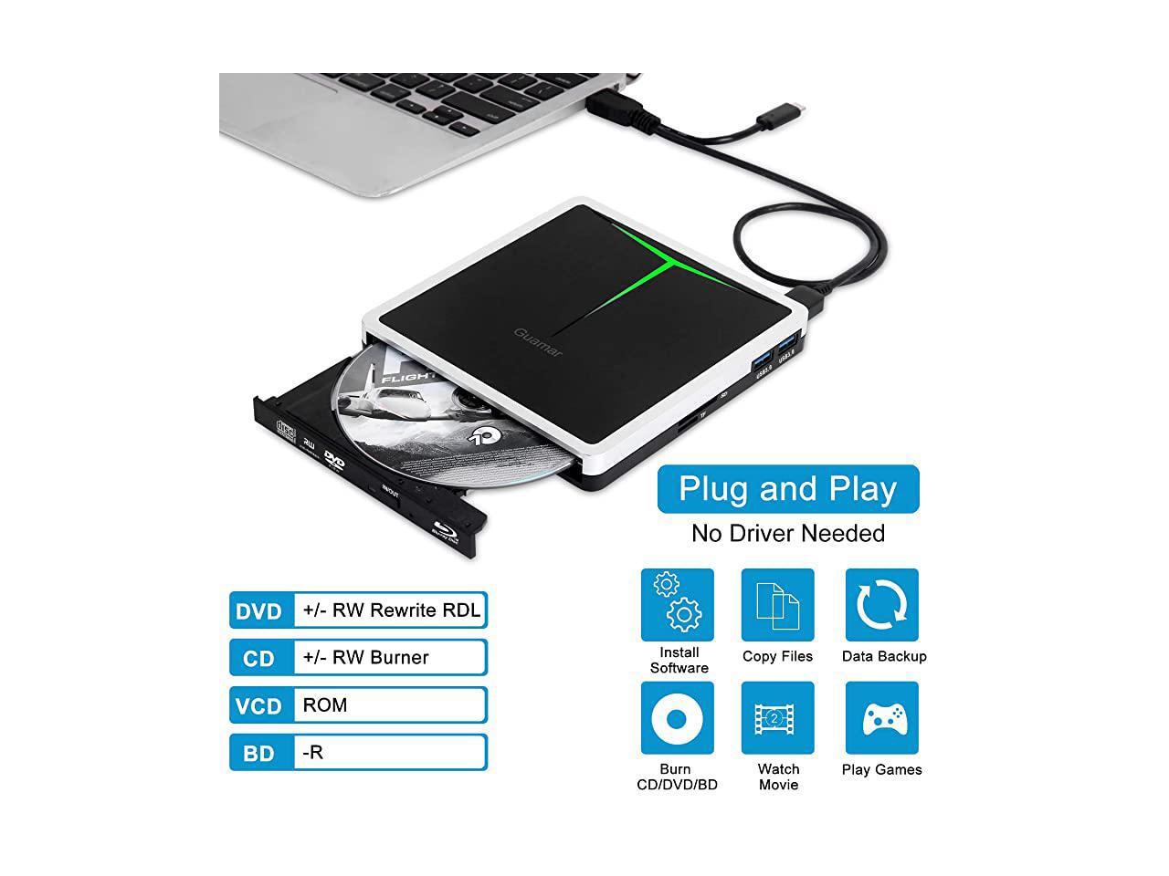 Bluray DVD Drive USB 30 and TypeC BluRay Burner DVD Burner 3D Slim Optical Bluray CD DVD Drive