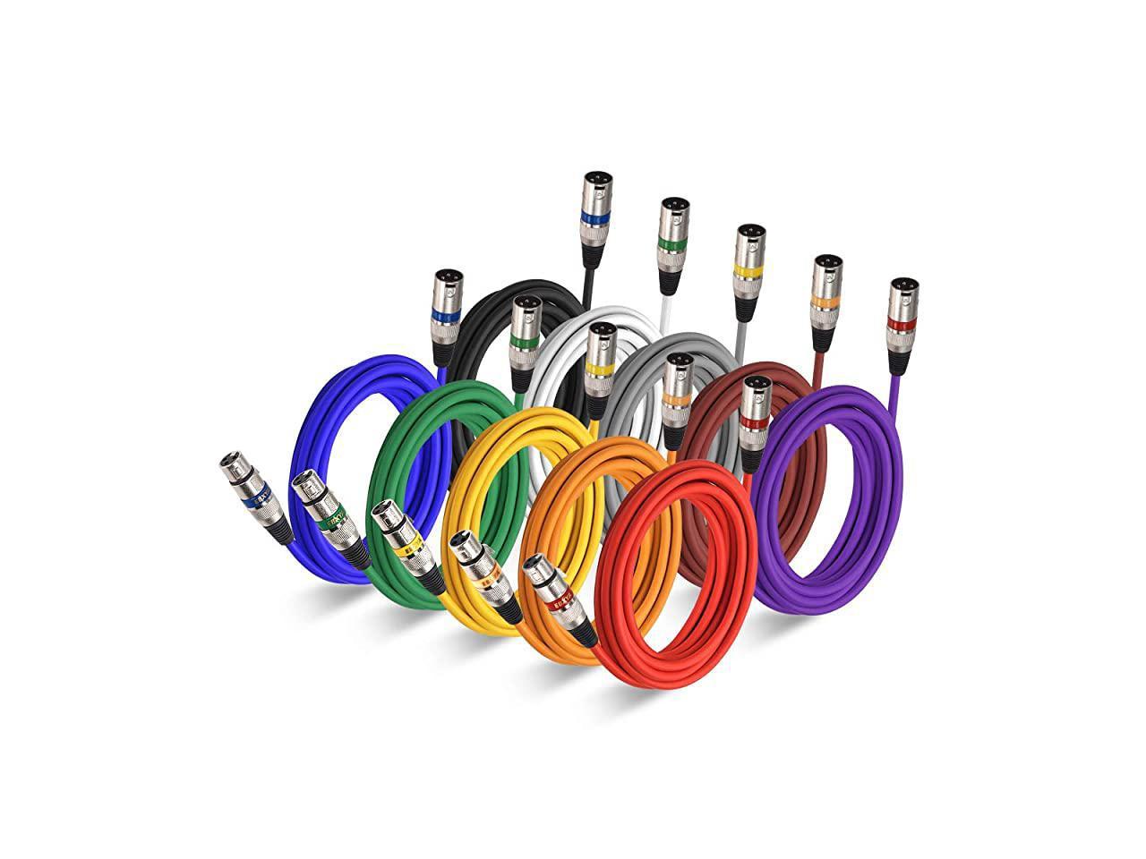 EBXYA 15 Ft 6 Multi Colored Packs 15Ft XLR Patch Cable for Microphone DMX Mixer 