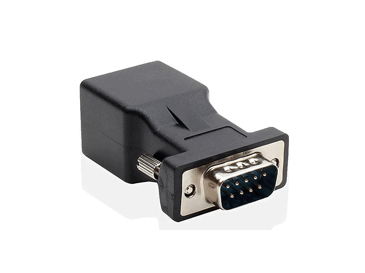 WYMECT DB9 Male to RJ45 Female Adapter DB9 Serial Port Extender to LAN CAT5 CAT6 RJ45 Network Ethernet Cable Adapter 