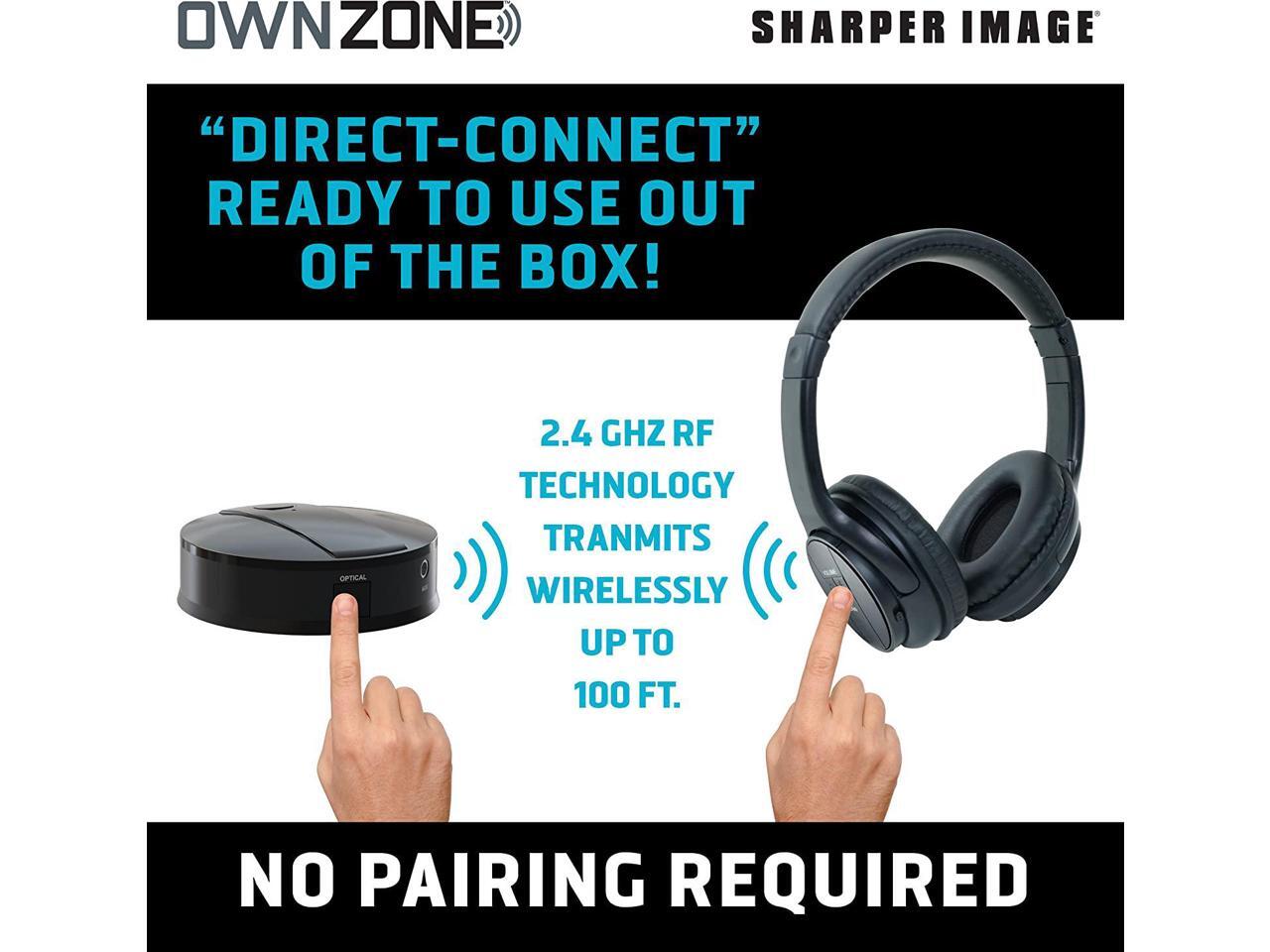 Sharper Image OWN ZONE Wireless Rechargeable TV Headphones RF Connection 2.4 GHz 