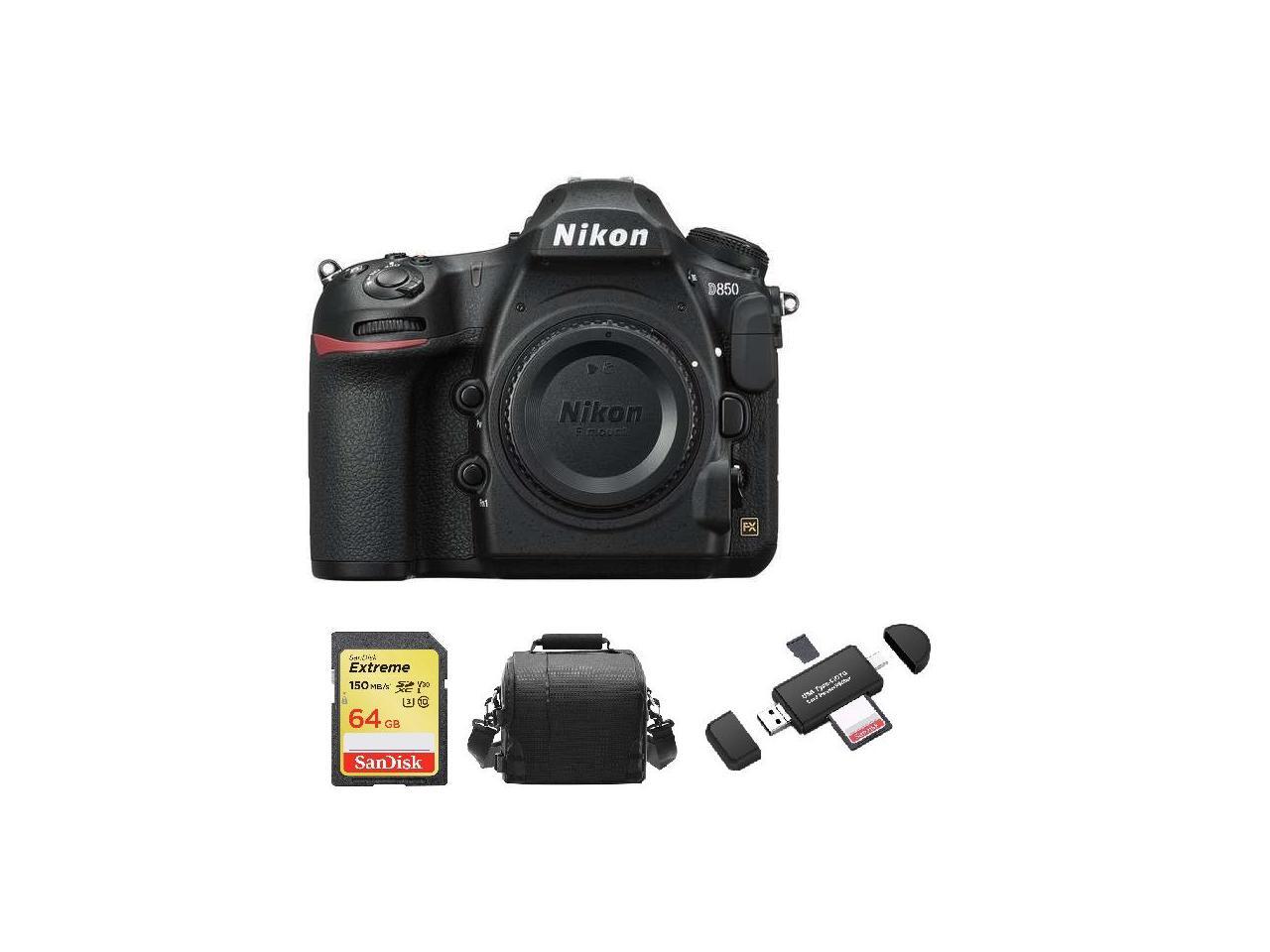 NIKON D850 Body + 64GB SD card + camera Bag + Memory Card Reader