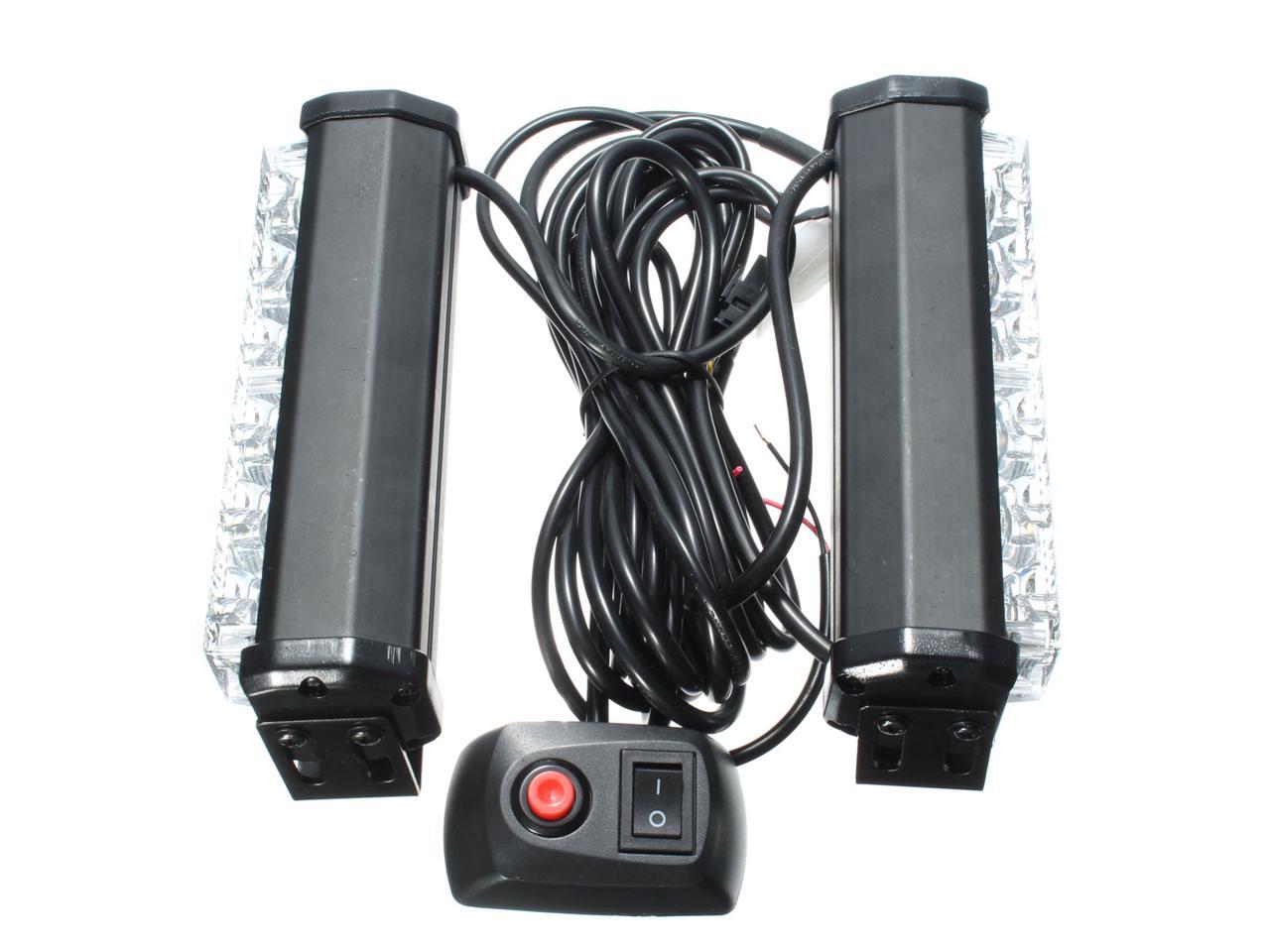Pair 6 LED Amber Car Flashing Emergency Warning Light Strobe Lamp