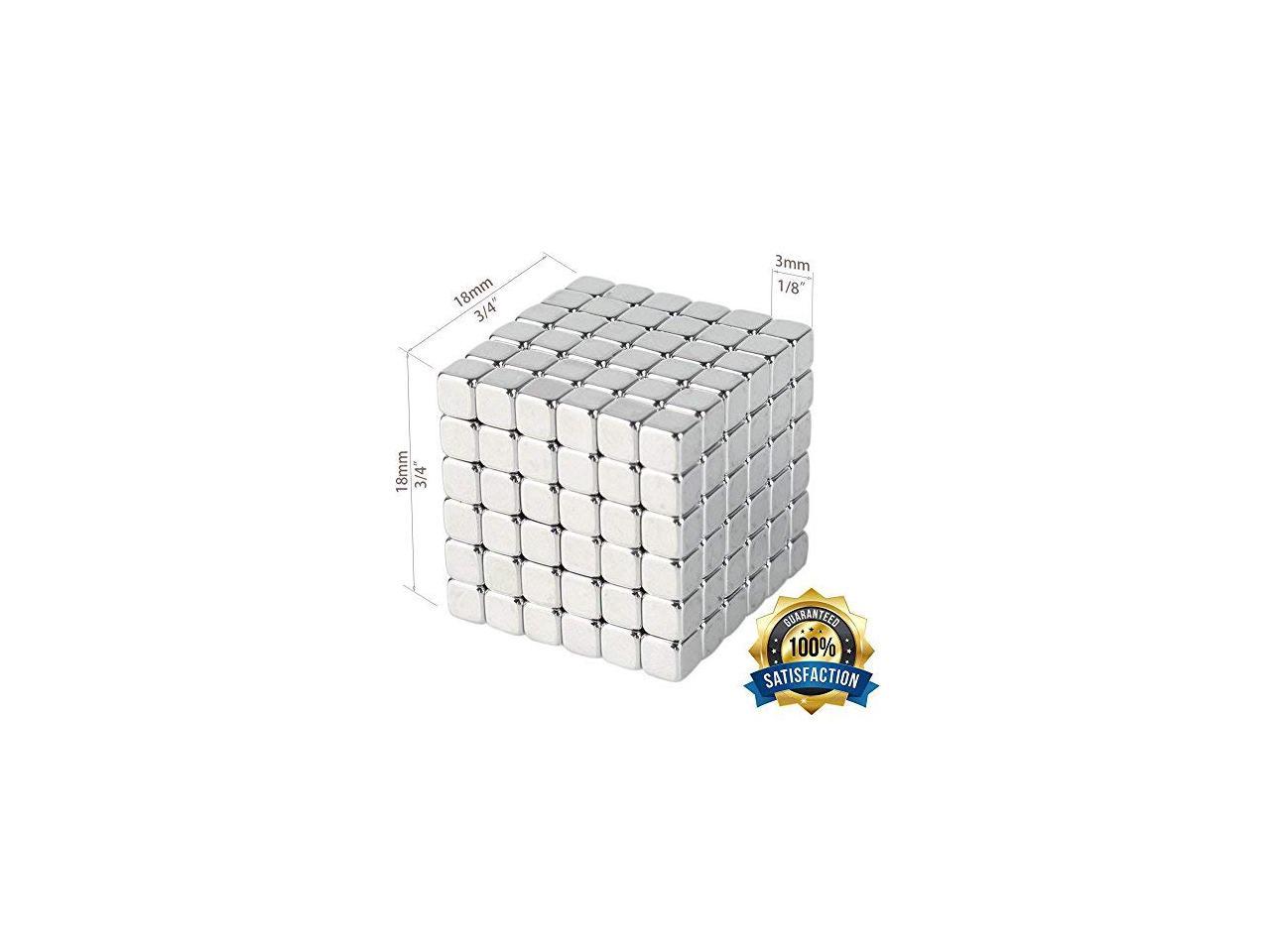 RLRY Upgraded Magnetic Cube 3mm 512 Pieces Silver Magnets Blocks Childrens Puzzle Square Cube Magnets Toy Stress Relief Toys for Kids