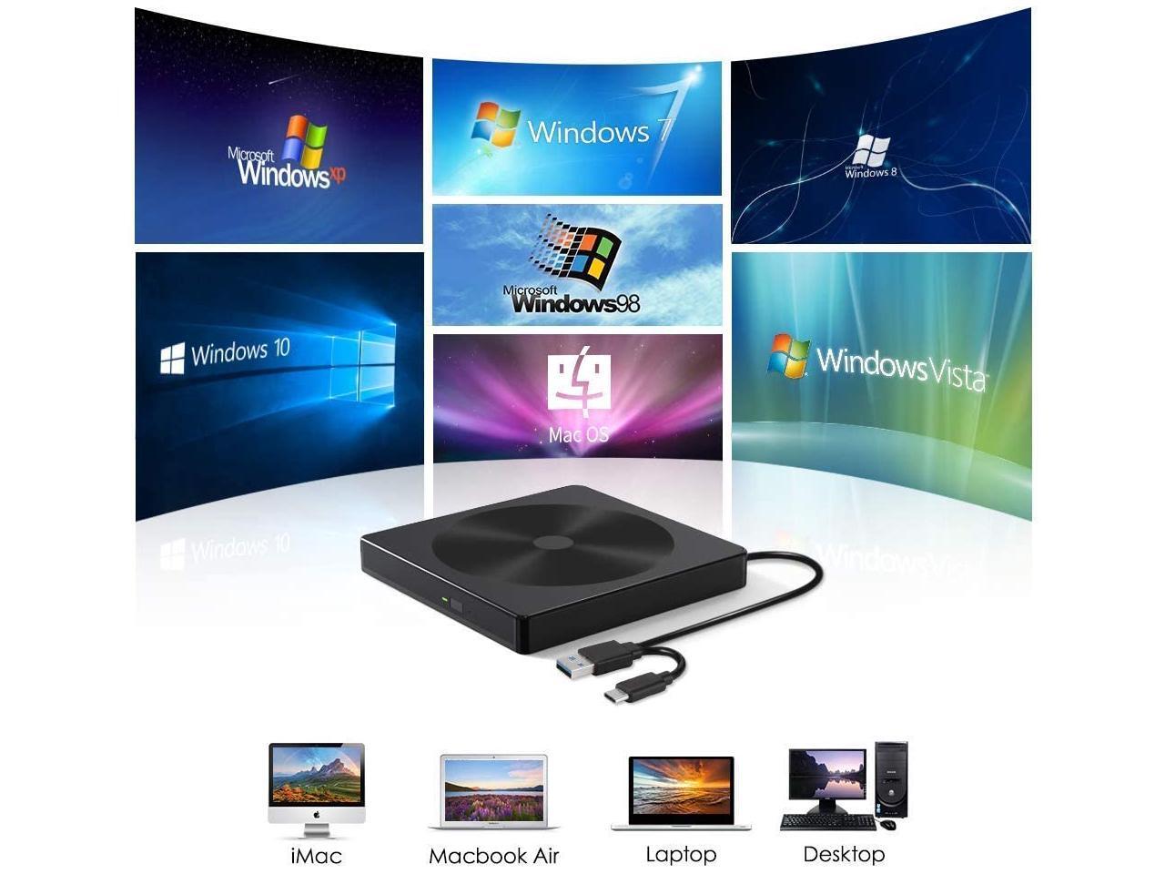 USB C External CD DVD Drive, USB Type C Adapter to USB 3.0 Superdrive ...