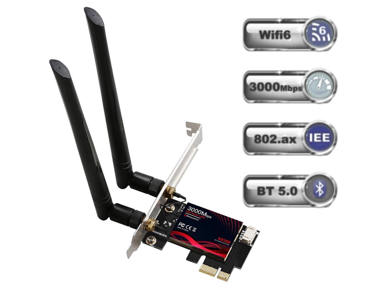 WiFi 6 PCIe WiFi Card 3000Mbps Bluetooth 5.0 | 802.11AX | Intel AX200