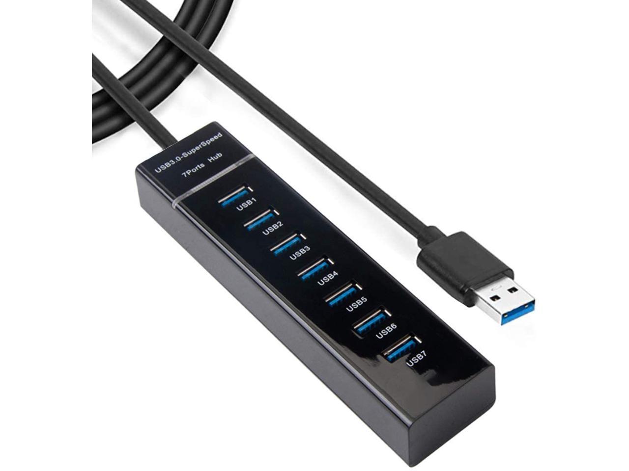 7-Port USB 3.0 Hub - USB Data Hub USB Splitter 7x USB 3.0 Hub with Long ...