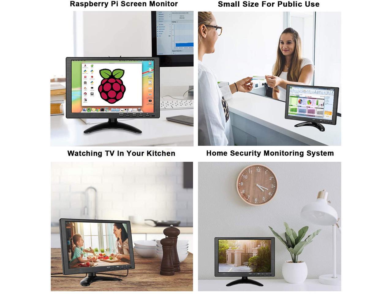 10.1 inch Security Monitor, 1024x600 Resolution Small TV Portable