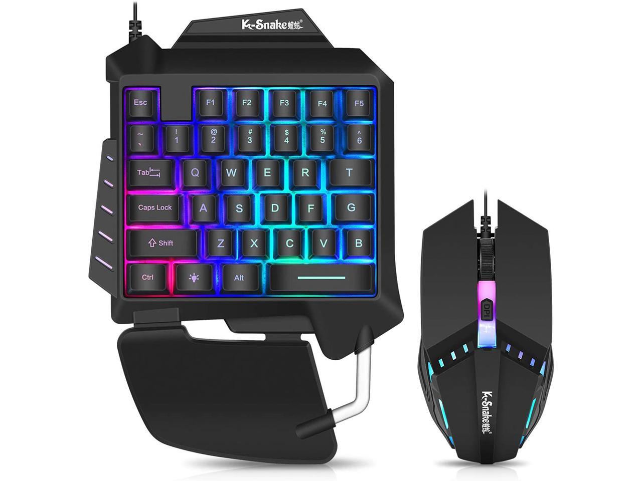 One Handed Backlight Gaming Keyboard And Mouse Combo, Gaming Half ...