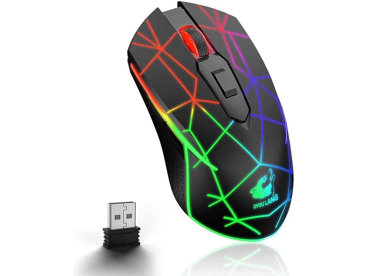 Wireless Gaming Mouse with 2.4Ghz USB Receiver Rainbow RGB Backlight