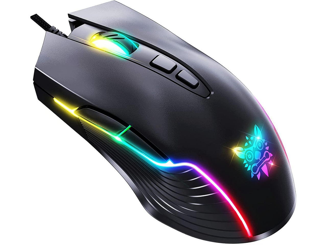 New Version USB Gaming Mouse Wired, LED RGB Backlit 6400 DPI Adjustable Gaming Mouse, Grip Ergonomic Optical PC Computer Gaming Mice, 7 Buttons Gaming Mice for Windows 7/8/10/XP Vista Linux(Black)