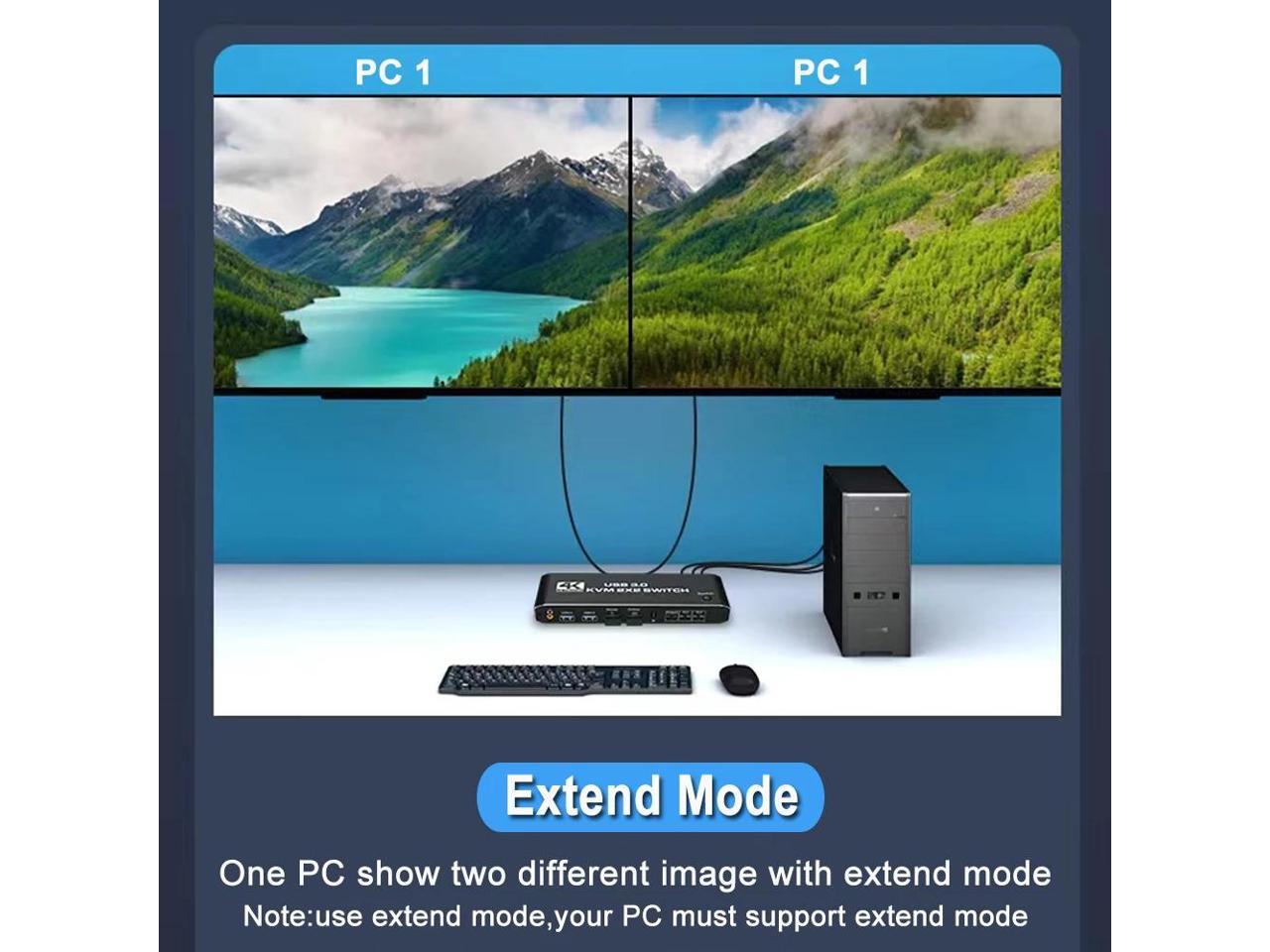 2 port dual monitor 4k hdmi kvm switch 2x2 hdmi usb 3 0 kvm switch 2