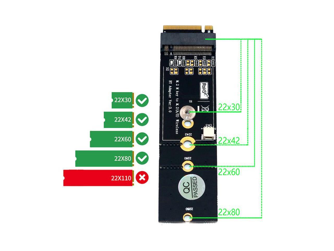 M.2 Wifi Adapter Wireless Wifi Bluetooth Adapter PC Wifi Adapter M.2 NGFF Key A to M.2 Key M ...