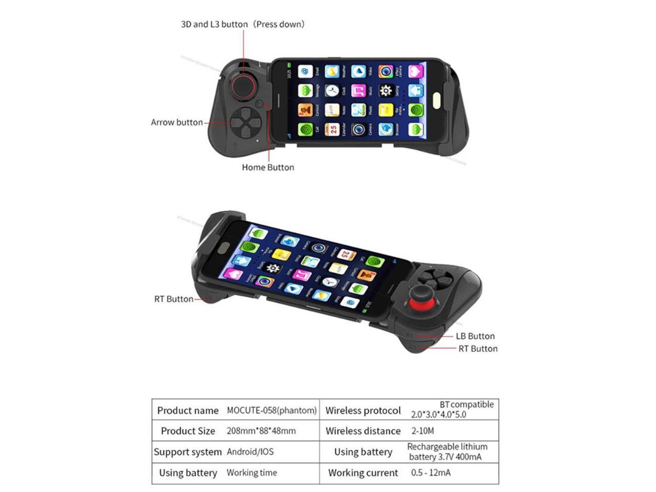 058 Wireless Bluetooth Gamepad Controller Samsung Android Phone Pubg Telescopic Joystick - Newegg.com