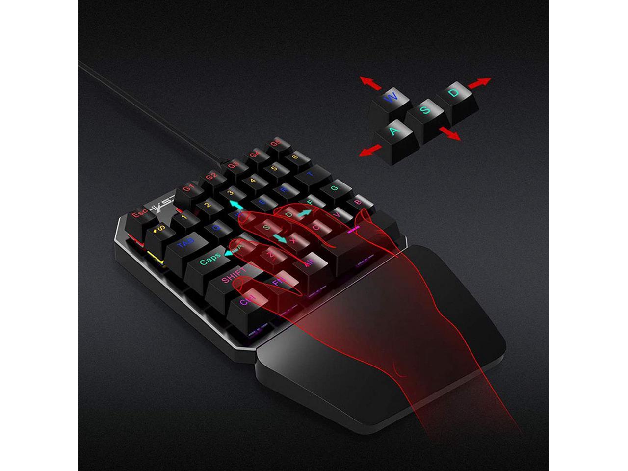 TROPRO One Handed Mechanical Gaming Keyboard , Mechanical Portable RGB ...