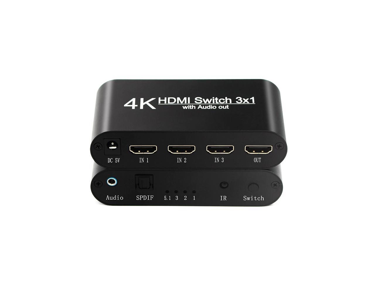 HDMI 4x1 Switch with Audio Extractor SPDIF Optical AC3 ACR LPCM DTS 5.1 7.1 4K 