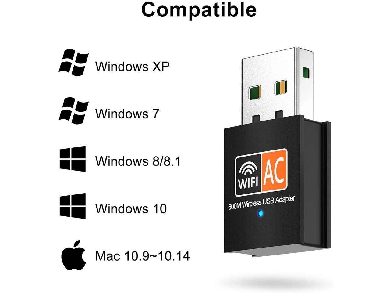 Windows XP/7/8/10 cifrado Wi-Fi Mac OS X Adaptador inalámbrico de Doble Banda de 600 Mbps 2,4/5 GHz USB WiFi Antena LAN Adaptador 802.11ac/a/b/g/n Compatible con Wi-Fi Hotspot innOrca