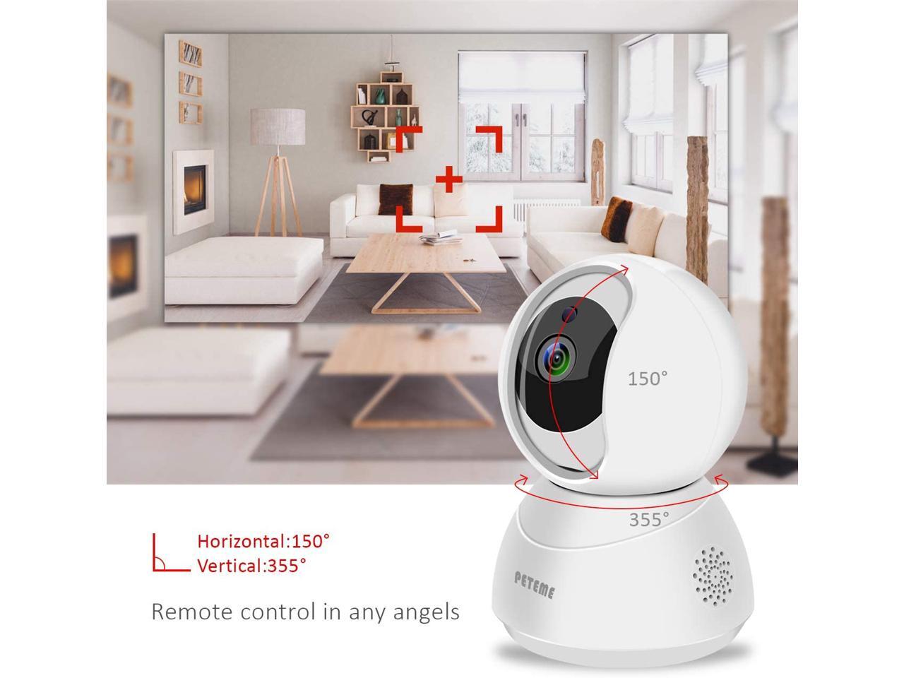 Peteme 1080P FHD WiFi IP Security Camera Wireless Indoor Camera with Motion Detection Night Vision 2-Way Audio Home Pan//Tilt//Zoom Surveillance Monitor for Baby//Elder//Pet