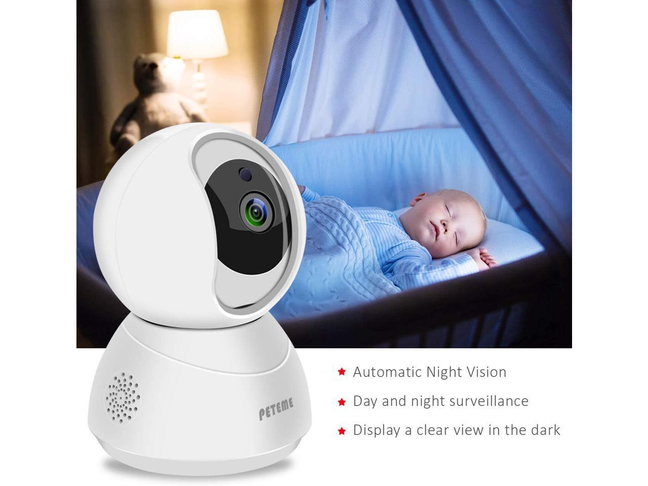 Peteme 1080P FHD WiFi IP Security Camera Wireless Indoor Camera with Motion Detection Night Vision 2-Way Audio Home Pan//Tilt//Zoom Surveillance Monitor for Baby//Elder//Pet