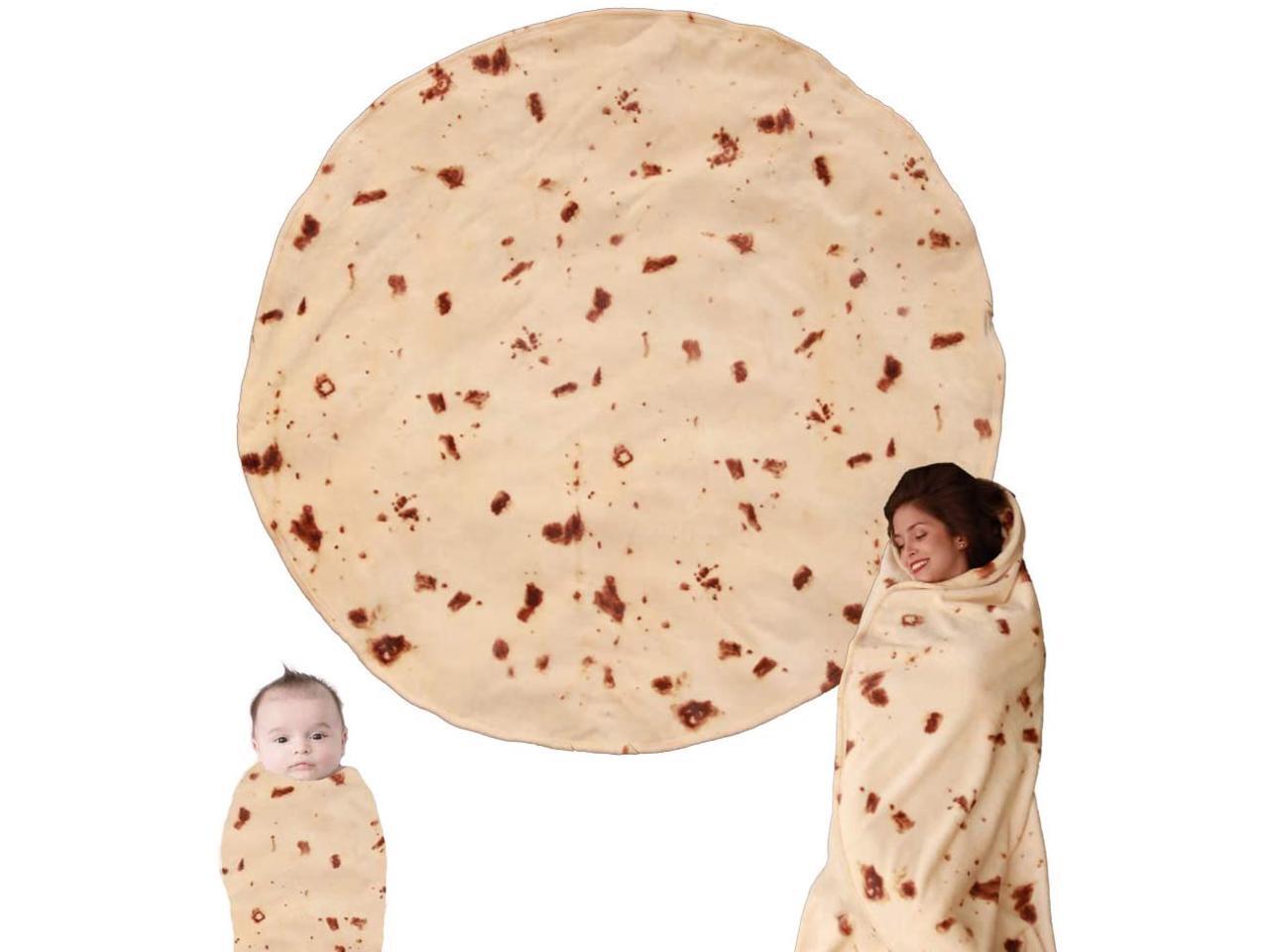 L'AGRATY Burrito Tortilla Throw Blanket Novelty Realistic Taco Round