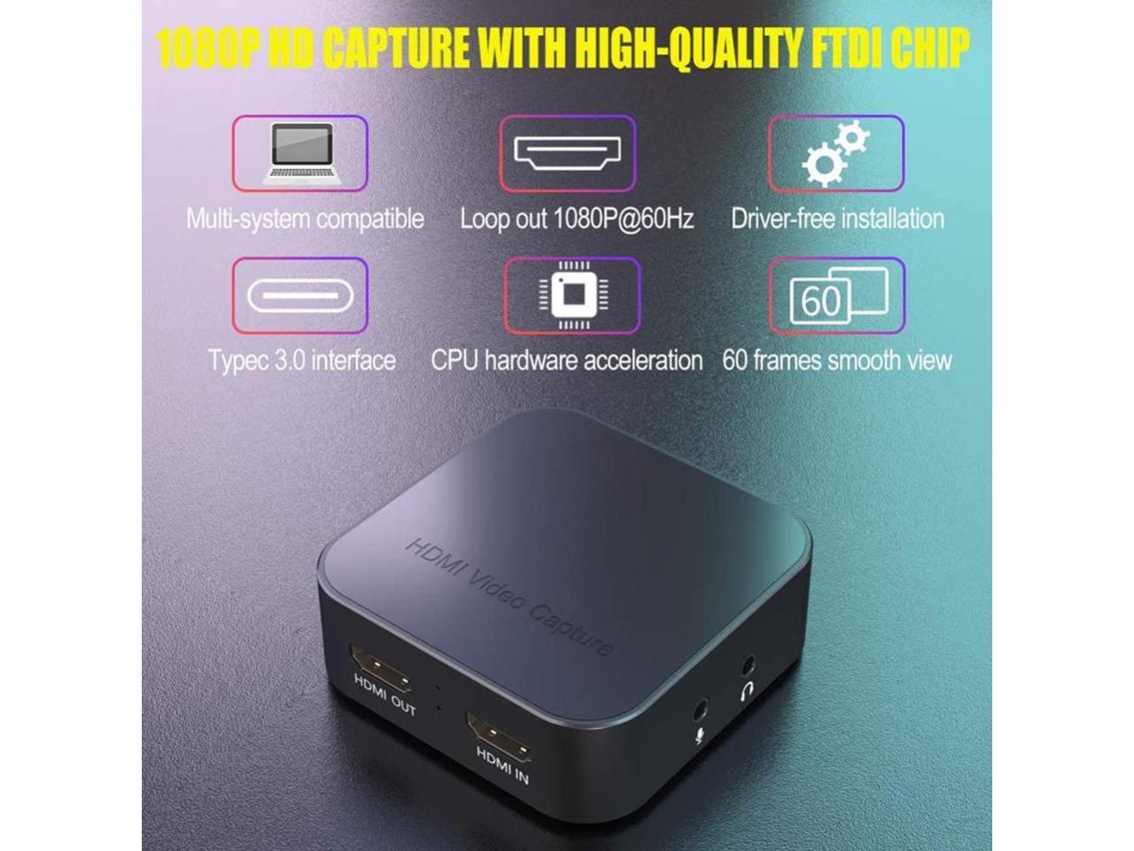 Hdmi To Usb Type C 3 0 Video Audio Capture Card 4k Hd 1080p 60fps Plug And Play Game Recording Card For Live Streaming Newegg Com