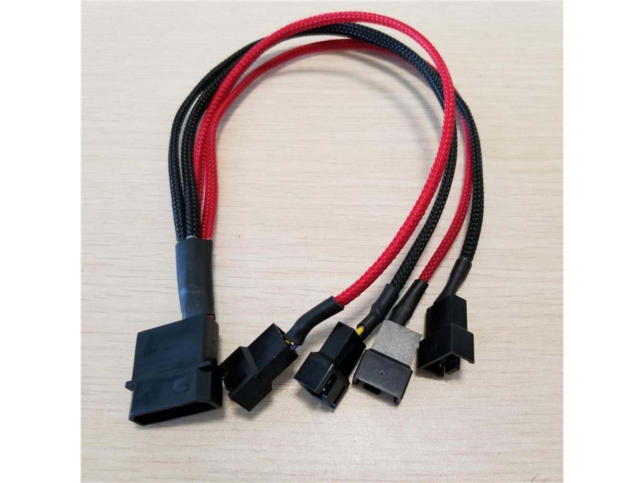 Cable Length: About 30cm 2pin Wire Cooling Fan Splitter Connector Jack Power Supply Cable Cord 22AWG Wire 30cm - ShineBear PC DIY IDE Molex to 4 12V 4Pin Socket