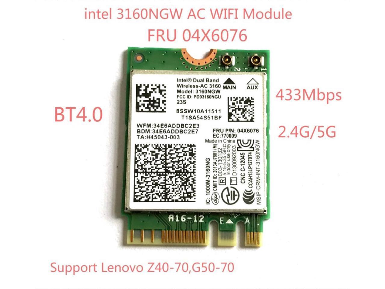 Dual Band Wireless Ac 3160 Wifi Bluetooth Ngff Fru 04x6076 For G50 70 Z40 70 Intel 3160ngw 802 11ac Wifi Bt 4 0 Card Newegg Com