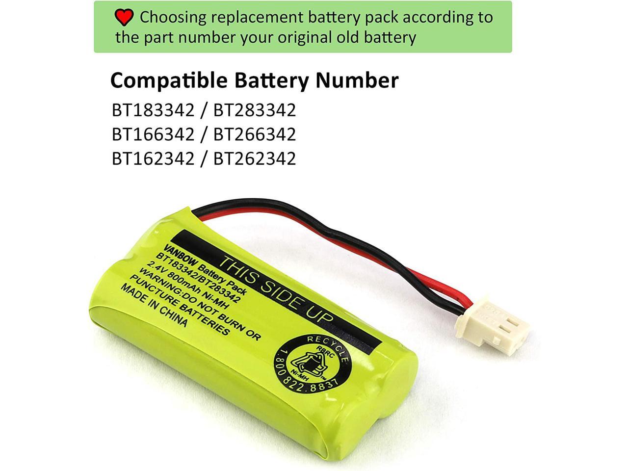 2 Pack DM221 BT183342/BT283342 2.4V 400mAh Ni-MH Battery Pack Also Compatible with AT&T VTech Cordless Phone Batteries BT166342/BT266342 BT162342/BT262342 CS6709 CS6609 CS6509 CS6409 EL52100 EL50003 