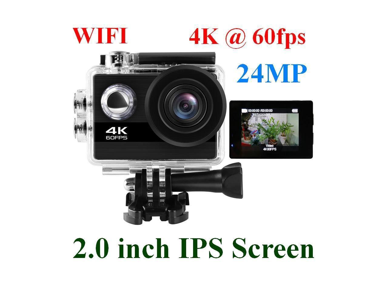 24mp Wifi Action Camera Ultra Hd 4k 60fps 2 0 Ips Screen Sport Camera Go Waterproof Pro Sports Dv 170 Wide Angel Helmet Camera Newegg Com