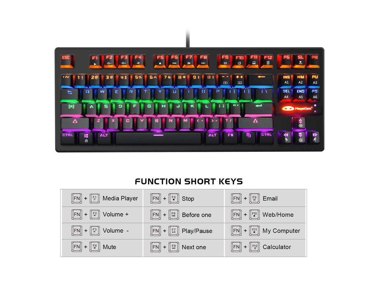 Mechanical Keyboard 87 Keys Small Compact Multicolour Backlit Anivia