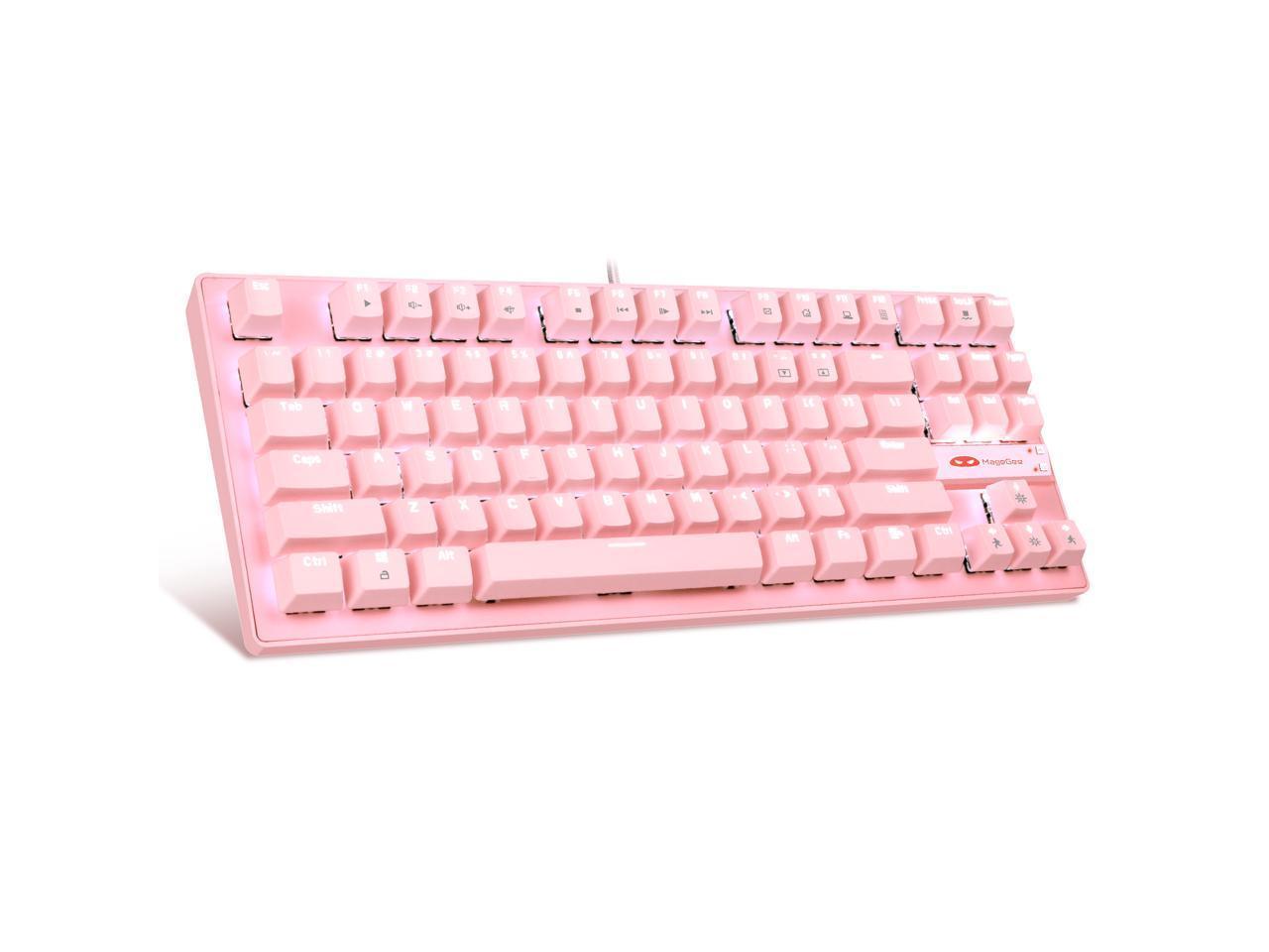 Pc Mechanical Gaming Keyboard--pink Led Backlight-compact Mechanical 