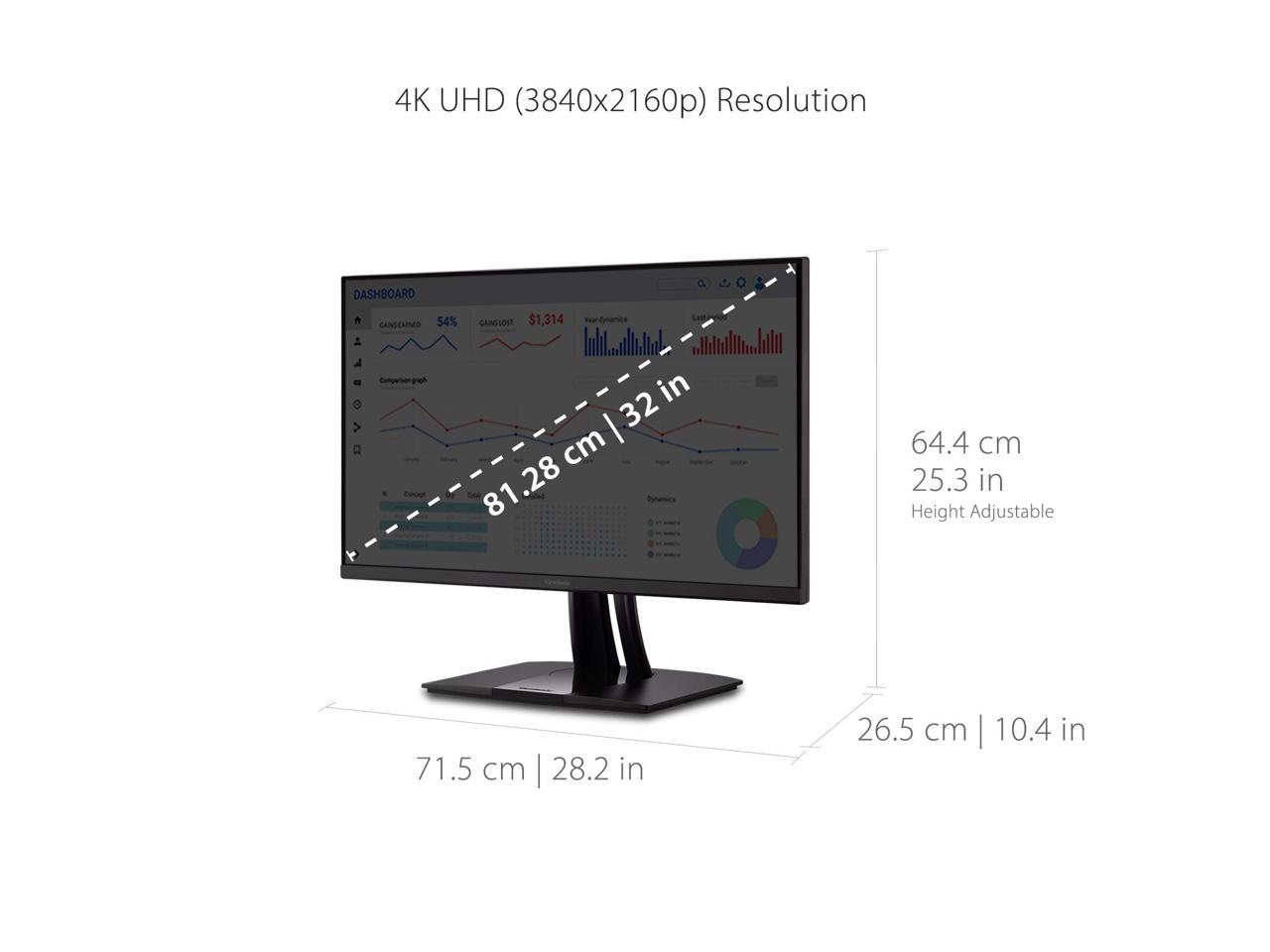 Viewsonic Vp3256 4k 32 Inch Premium Ips 4k Uhd Ergonomic Monitor With