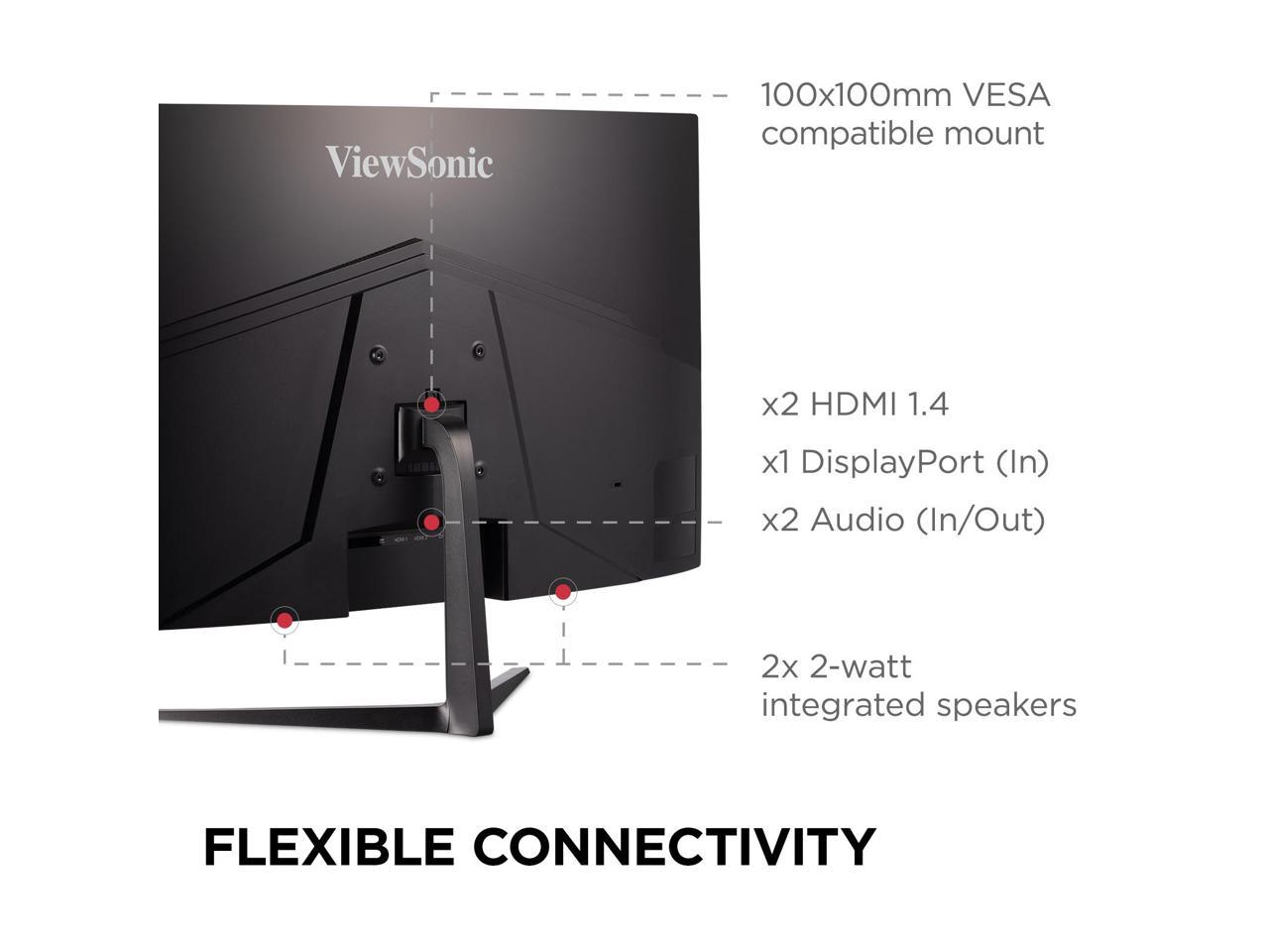 ViewSonic VX3218C-2K 32 Inch Curved 1440p 1ms 165Hz Gaming Monitor with ...