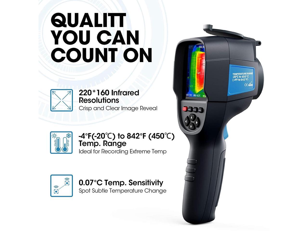 220 x 160 IR Resolution Infrared Thermal Imager Battery Included Handheld 35200 Pixels Thermal Imaging Camera,Infrared Thermometer with 3.2 Color Display Screen 