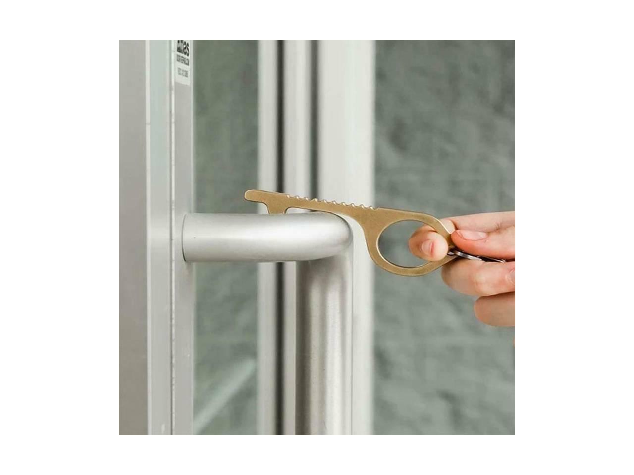 Gold general3 Brass Portable/Zero Contact Multifunction Avoid Contact Elevator Door Handles Public Portable Door Safety Hygienic Door Handle EDC Door Opener Easy To Carry