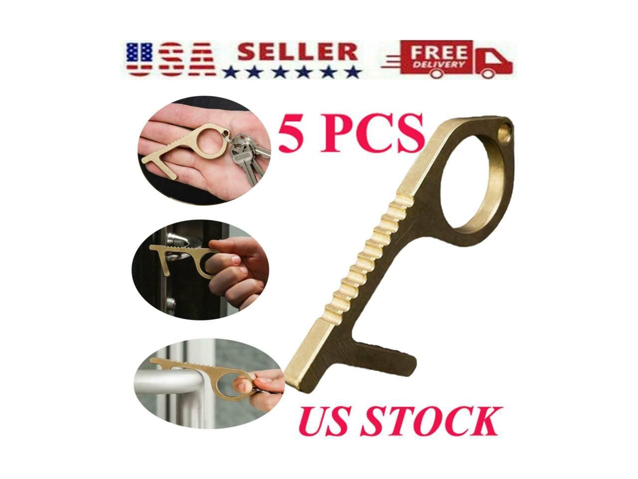 Portable Press Elevator Tool for Health Protection Personalized Keychain Keep Hands Clean Non-contact Press Elevator Hand Stick Tacey Contactless Brass Door Opener Closer