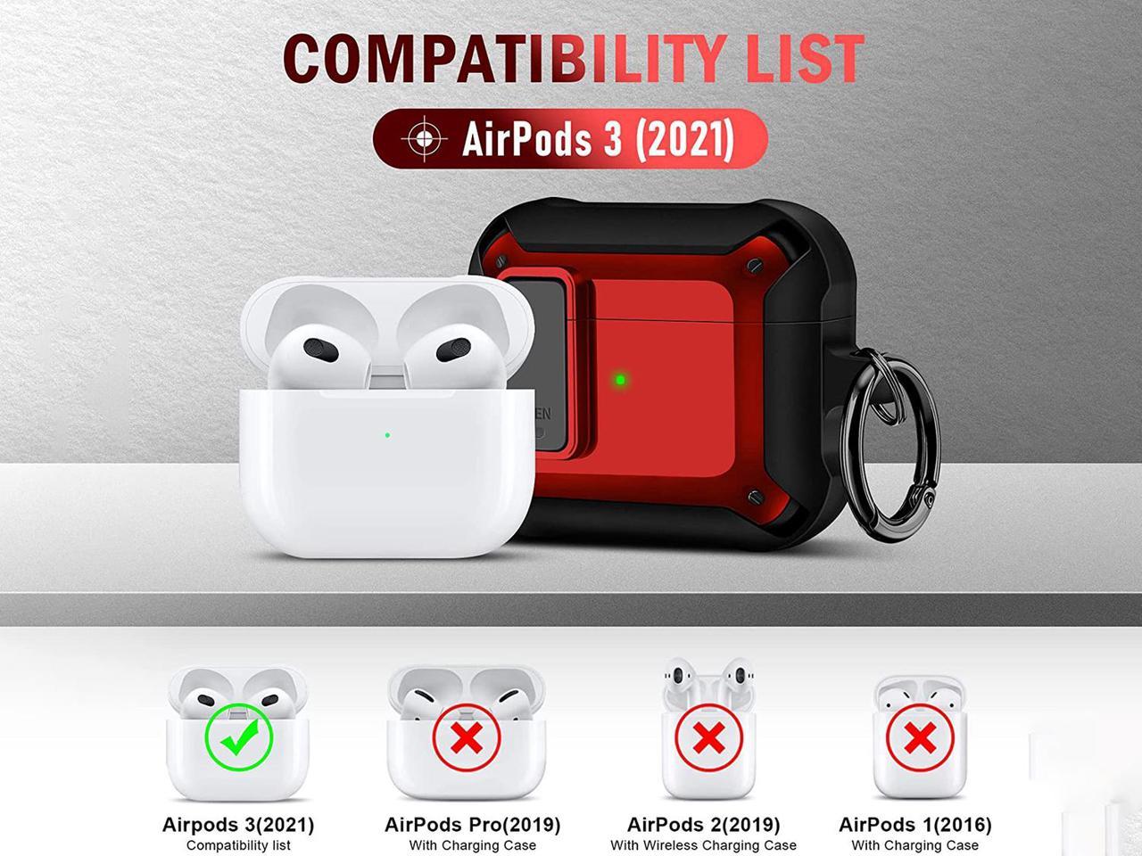 Rome Care Case For AirPods 3rd Generation 2021 With Secure Lock Clip Apple AirPods 3 Cover Military Armor Series Full-Body Rugged Shell for Men Women with Keychain, Wireless Charging